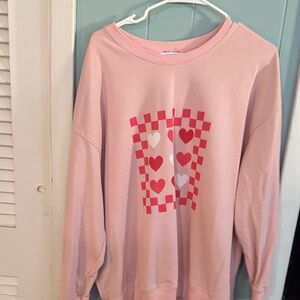 Gillia Pink Heart Checkered Sweatshirt
